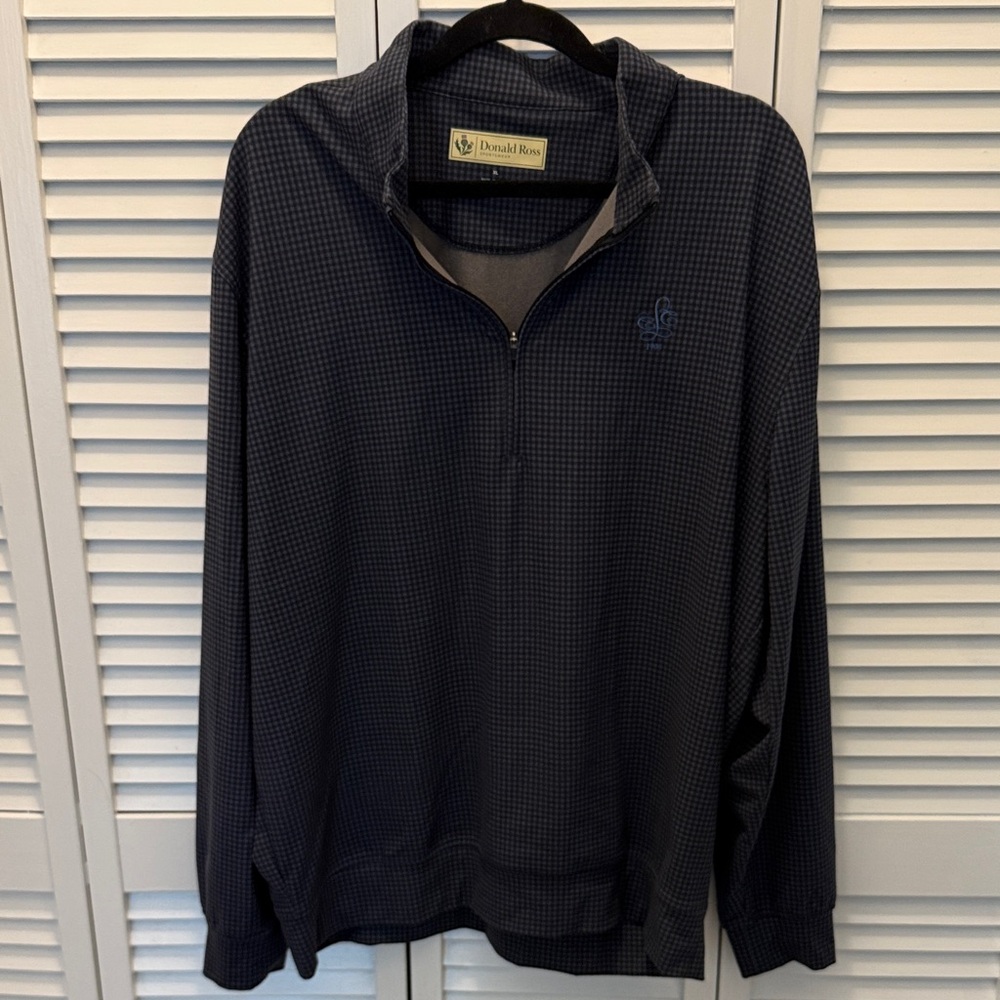 Donald Ross Navy checkered Quarter-Zip Pullover